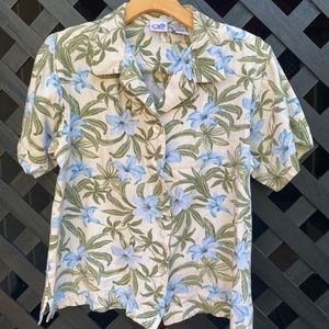 Vintage OP Sport Hawaiian floral print button up shirt